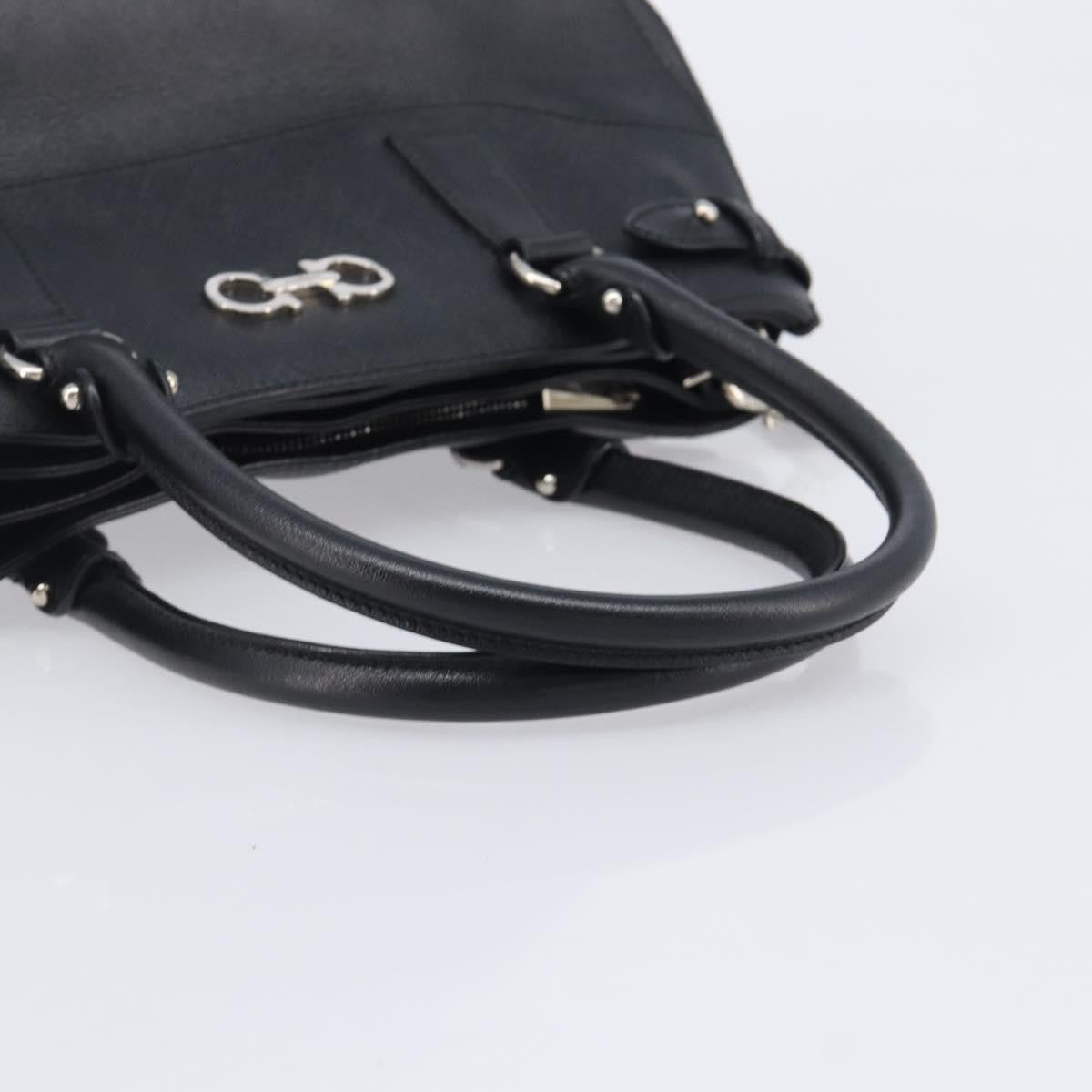 Salvatore Ferragamo Beky Saffiano Leather Black Leather Tote Bag Bag (Pre-Owned)