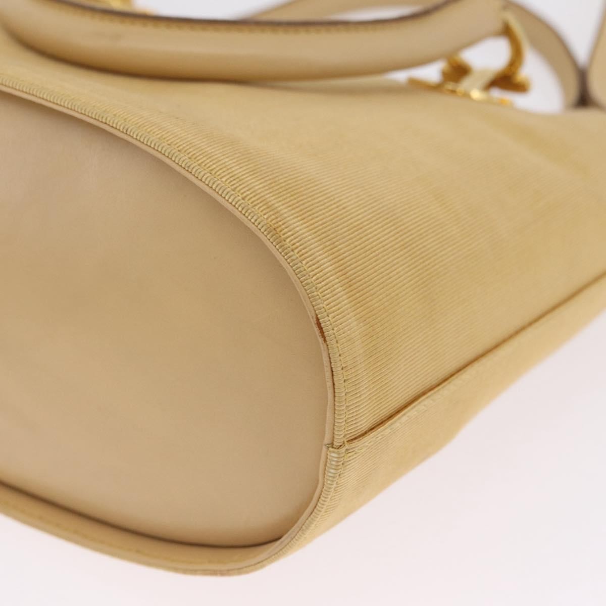 Salvatore Ferragamo Gancini Tote Canvas Beige Canvas Tote Bag Bag (Pre-Owned)