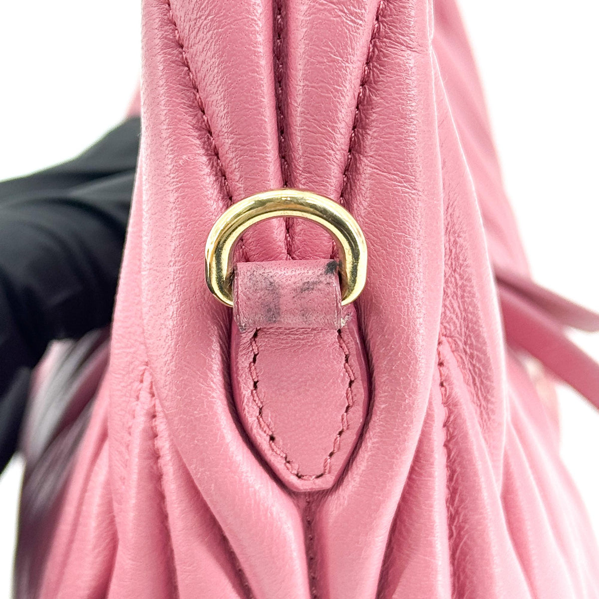 Miu Miu Wander Hobo Matelasse Satin Pink Leather Shoulder Bag Bag (Pre-Owned)