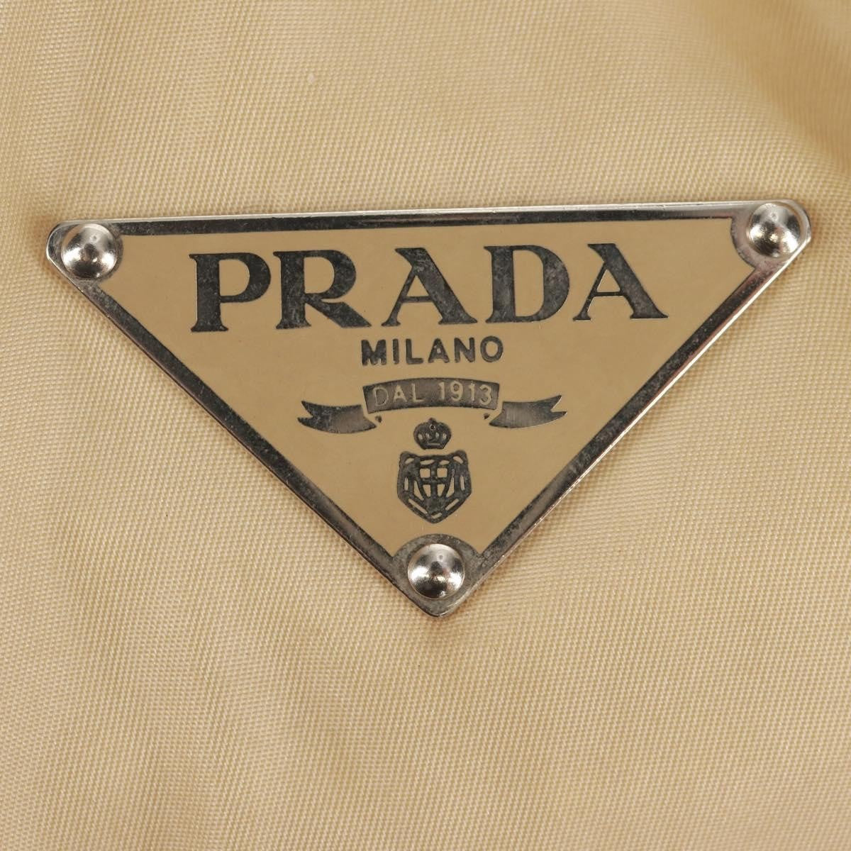 Prada Chain Tote Soft Calf Beige Nylon Shoulder Bag Bag (Pre-Owned)