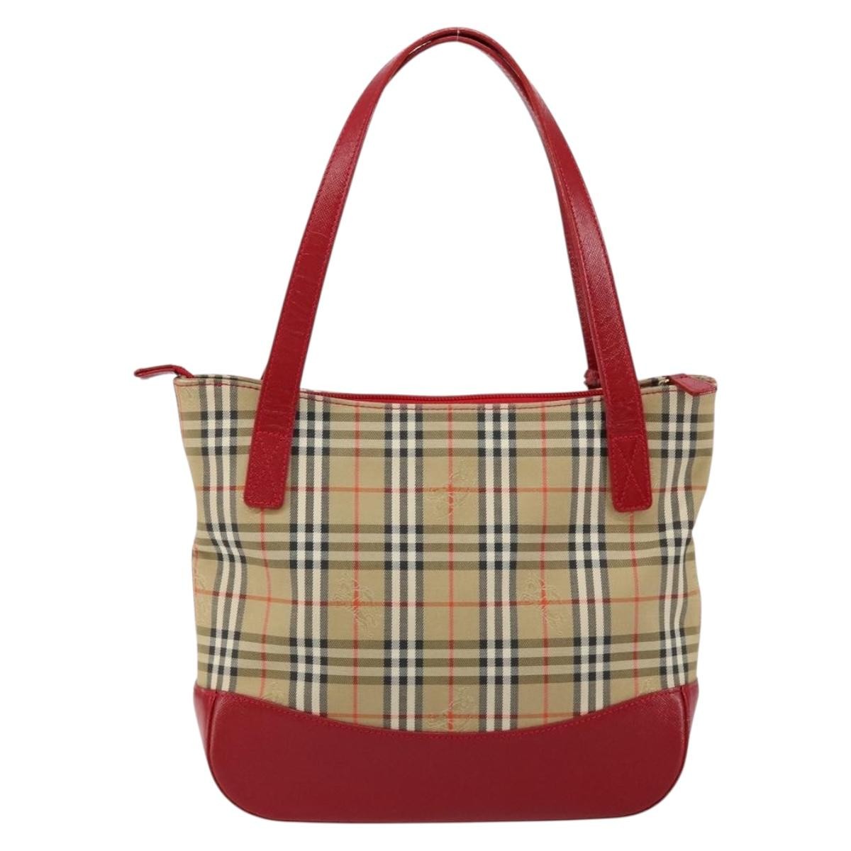 Burberry Nova Check Nova Check Canvas Beige Canvas Handbag (Pre-Owned)