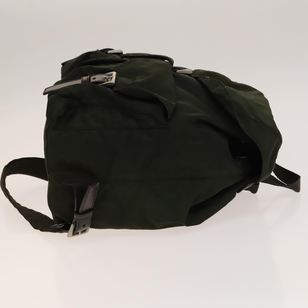 Prada Vela Double Front Pocket Tessuto With Saffiano Leather Khaki Nylon Backpack Bag (Pre-Owned)
