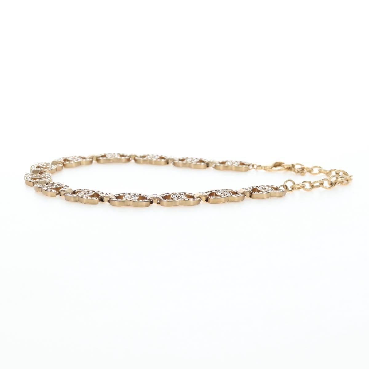 Chanel Cc Link Choker Metal With Crystals Gold Metal Necklace Jewelry (Pre-Owned)
