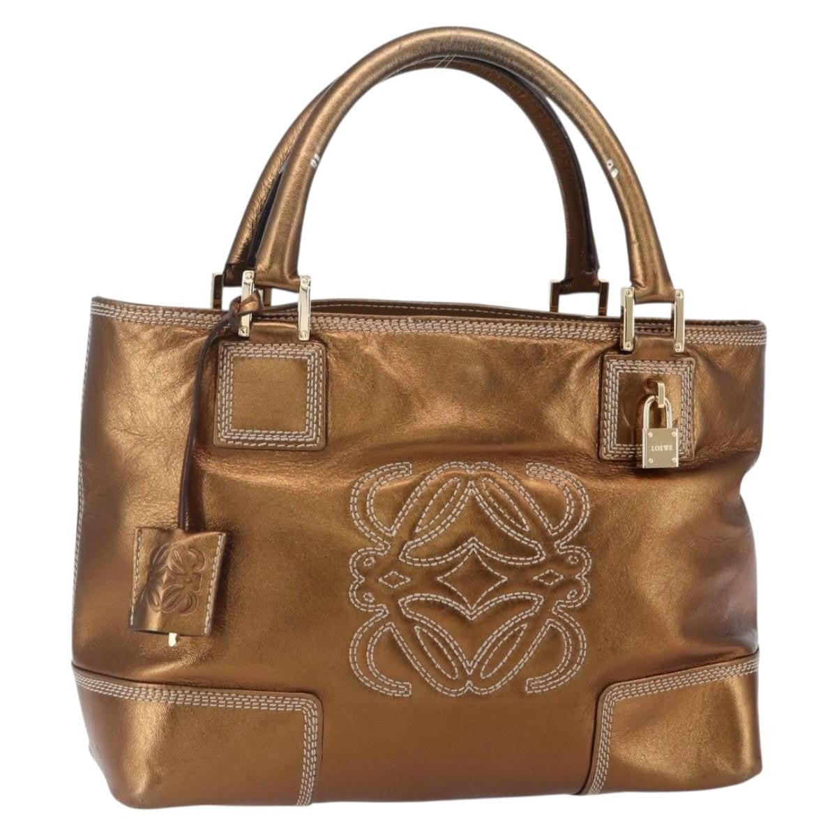 Loewe Vintage Anagram Tote Leather Metallic Leather Tote Bag Bag (Pre-Owned)