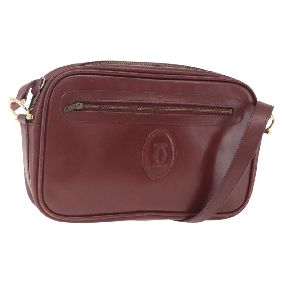 Cartier Must De Cartier Leather Burgundy Leather Shoulder Bag Bag (Pre-Owned)