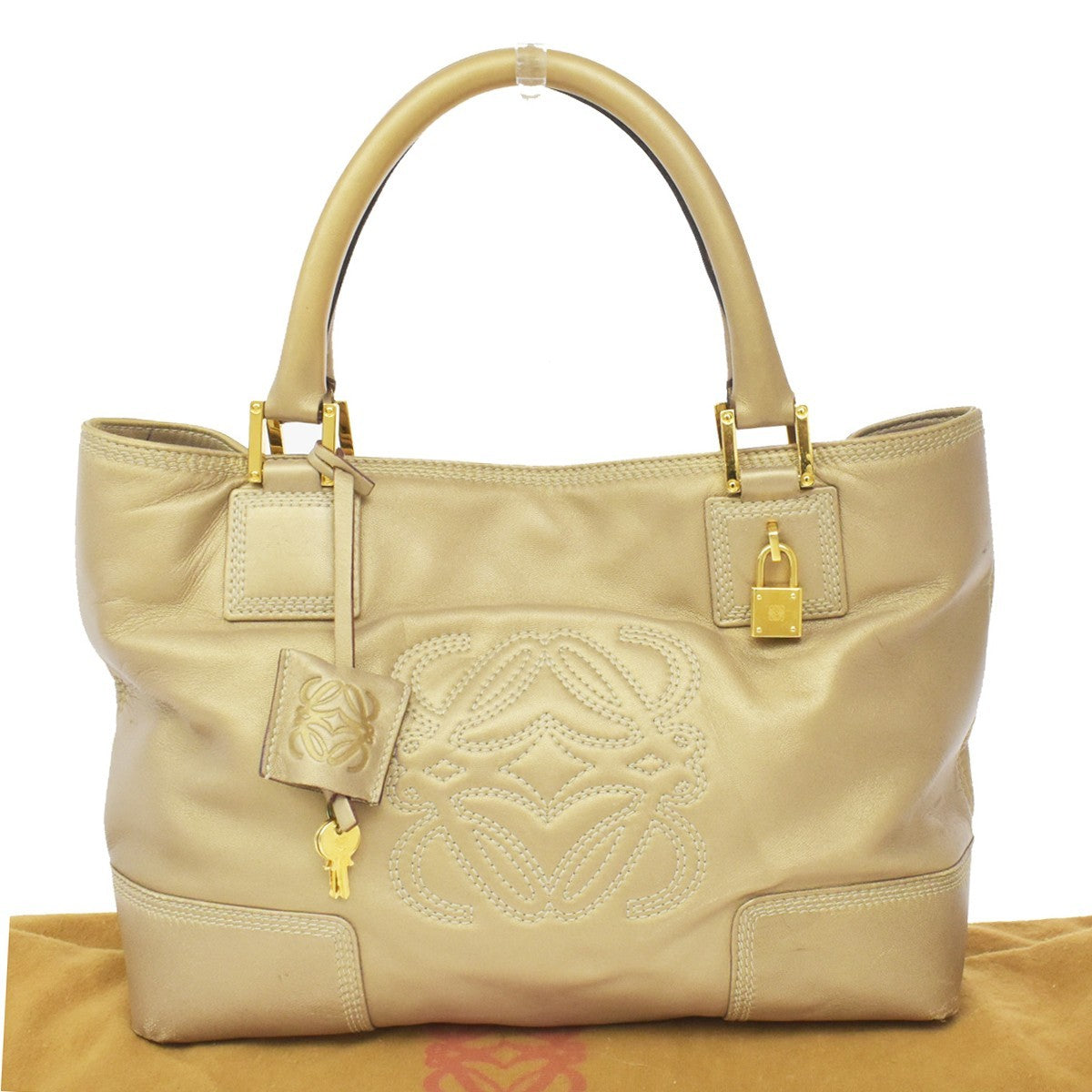 Loewe Anagram Leather Gold Leather Tote Bag Bag (Pre-Owned)