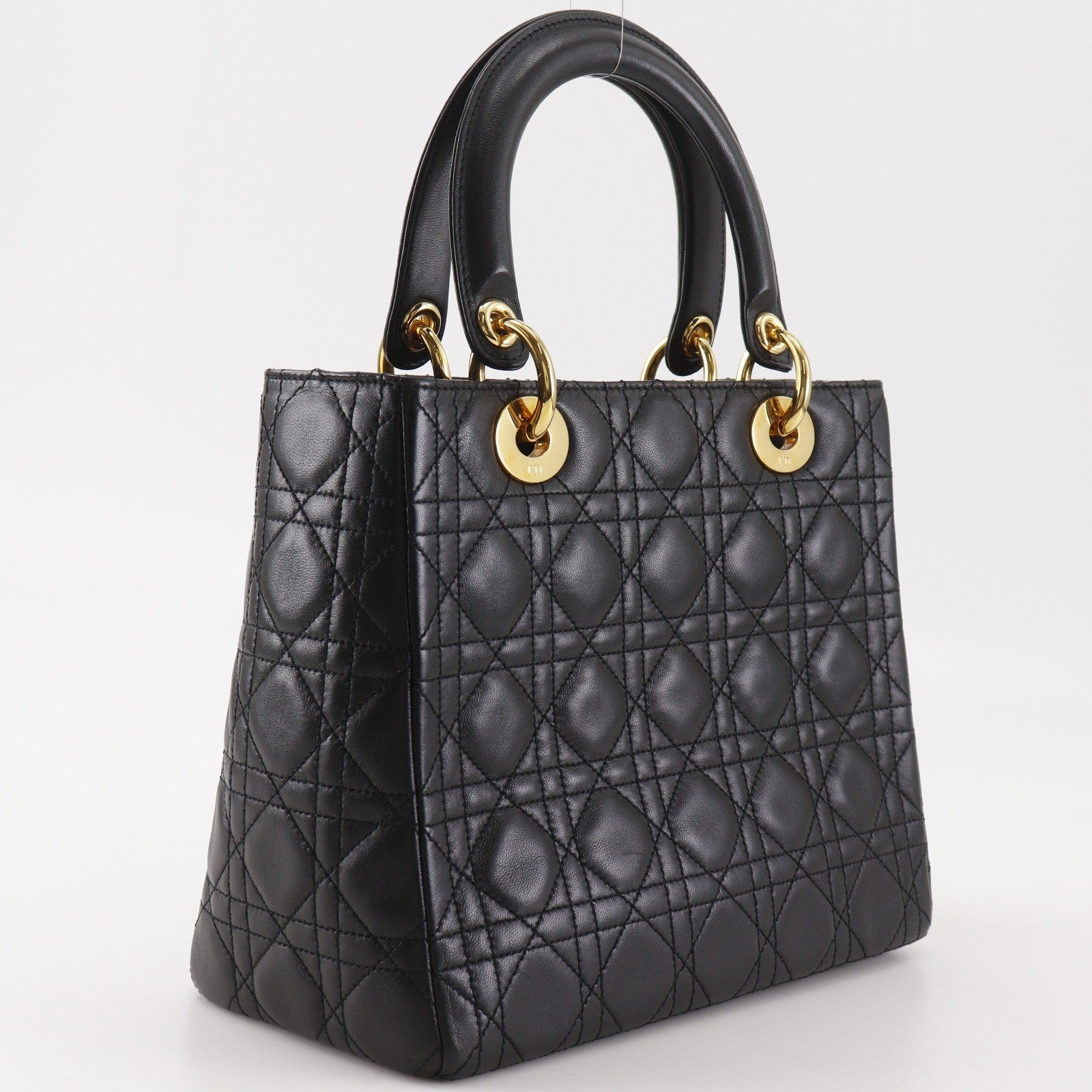 Christian Dior Lady Dior Cannage Black Leather Handbag (Pre-Owned)