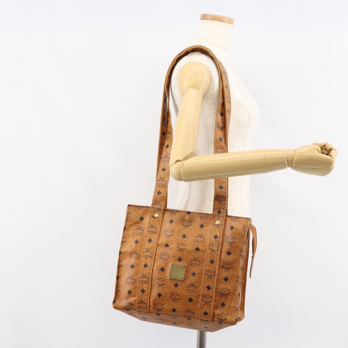 MCM Vintage Visetos Canvas Brown Canvas Tote Bag Bag (Pre-Owned)