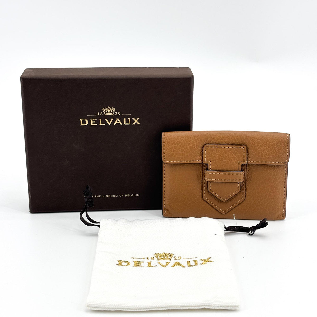 Delvaux Brillant Card Case Leather Brown Leather Card Holders Accessory (Pre-Owned)