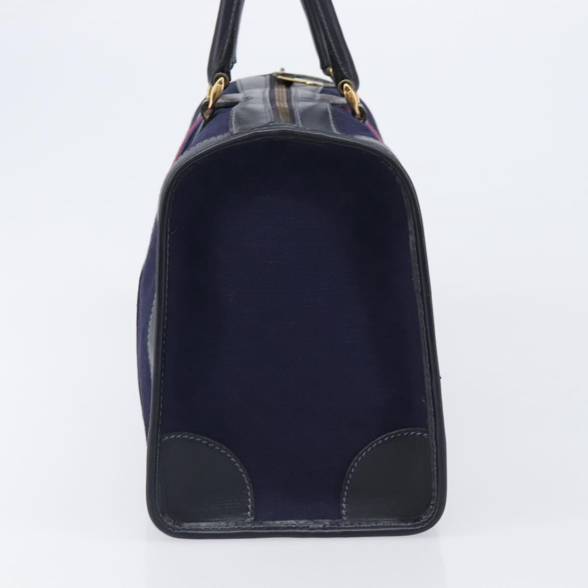 Gucci Vintage Web Boston Gg Canvas Navy Canvas Handbag (Pre-Owned)