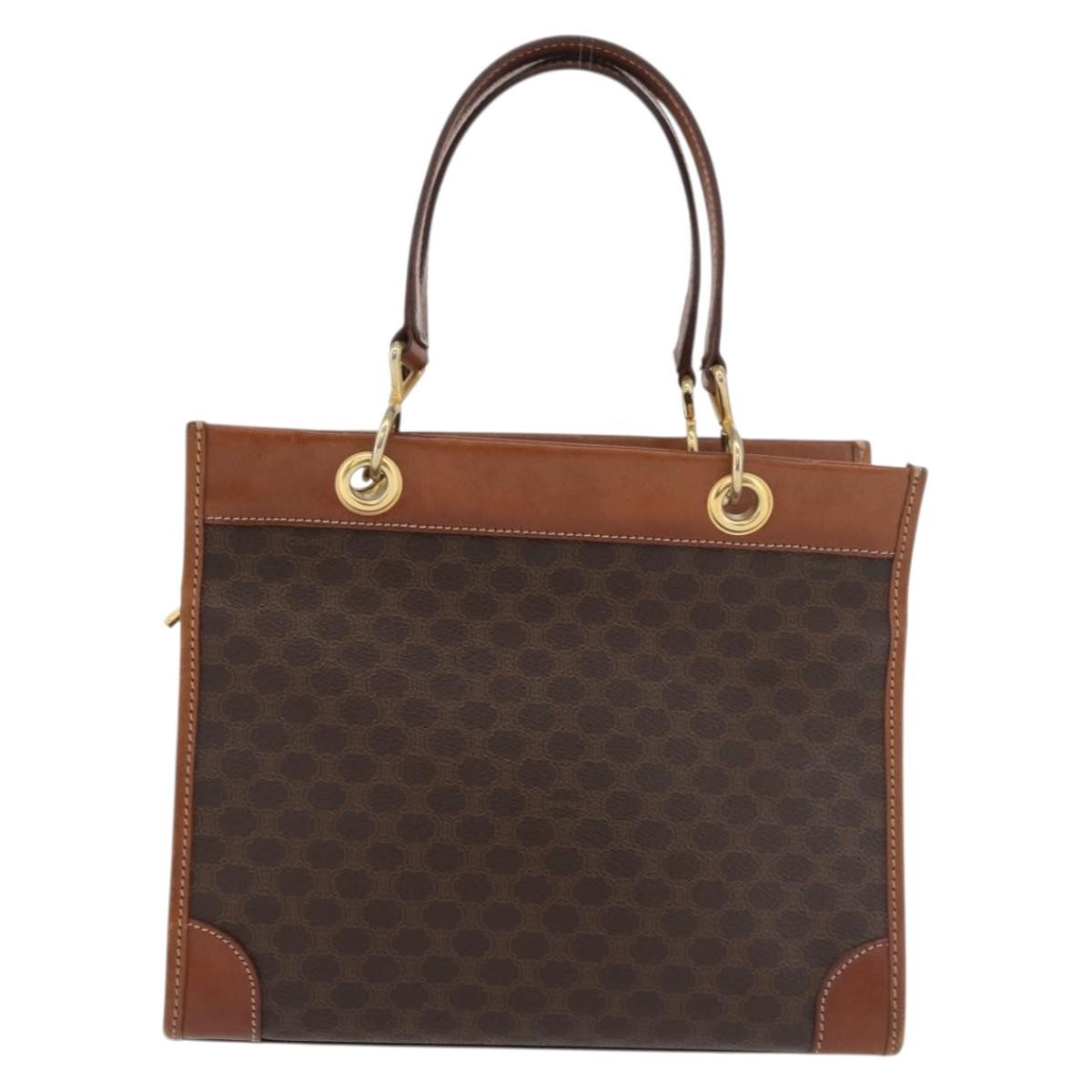 Celine Vintage Macadam Canvas And Leather Brown Canvas Tote Bag Bag (Pre-Owned)