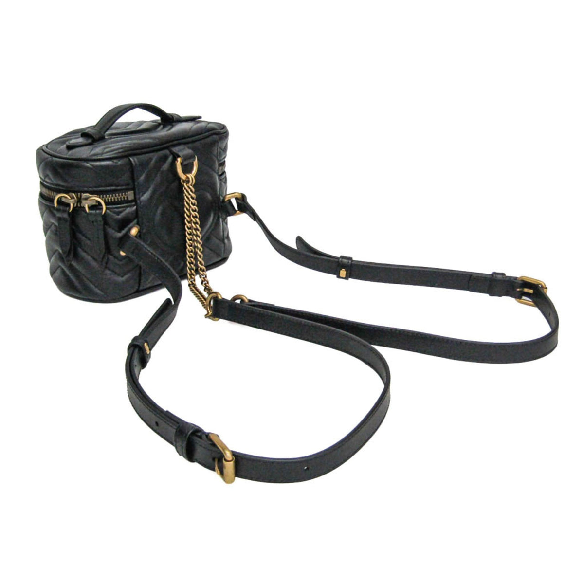 Gucci Gg Marmont Vanity Matelasse Leather Black Leather Backpack Bag (Pre-Owned)