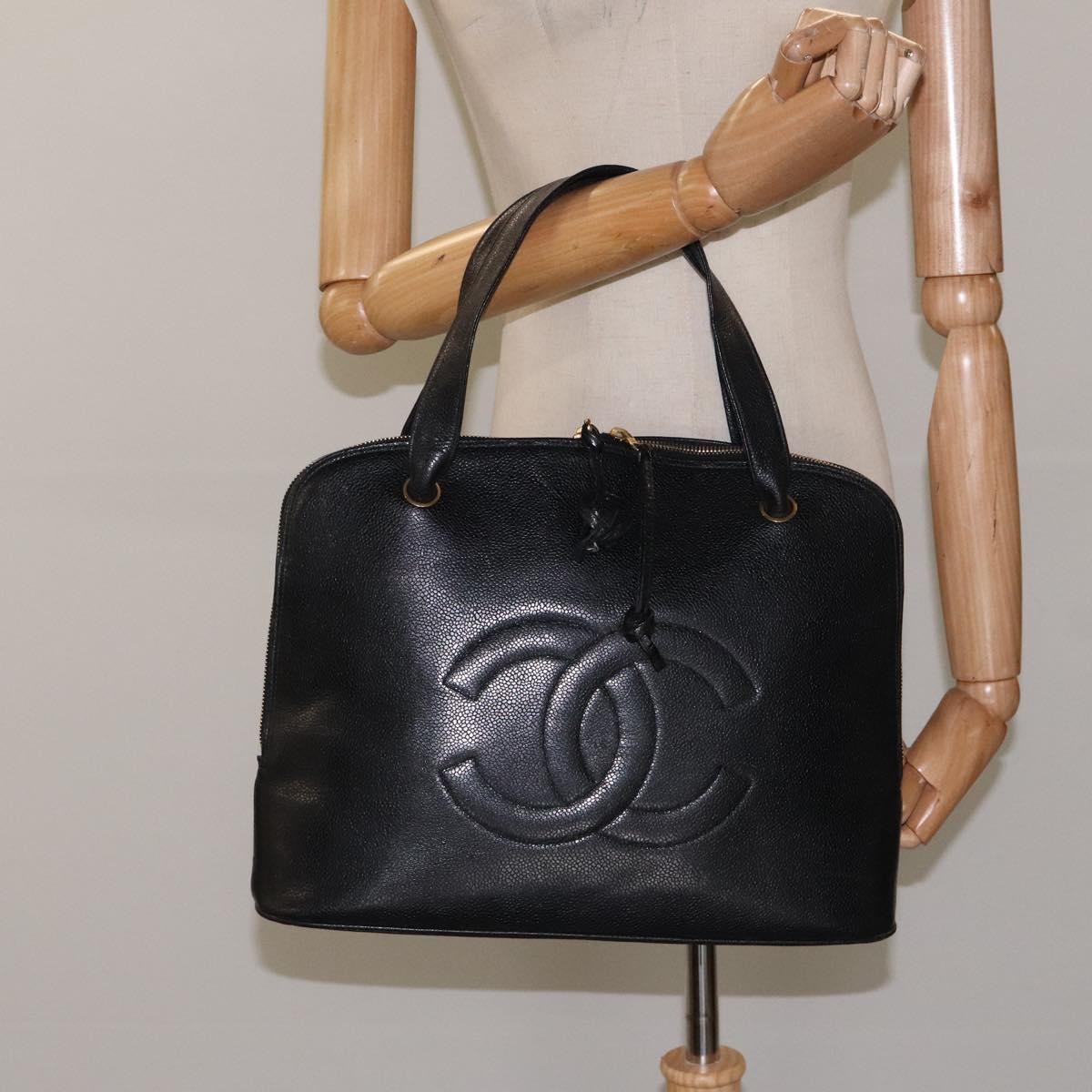 Chanel Vintage Cc Dome Caviar Black Calfskin Handbag (Pre-Owned)