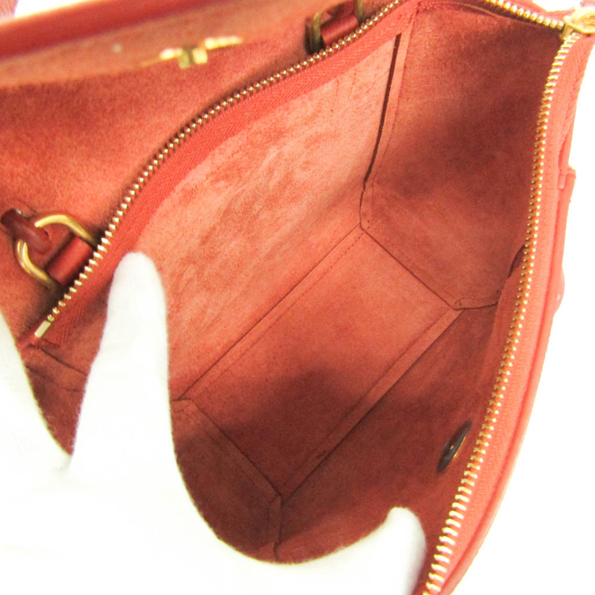 Celine Belt Textured Leather Red Leather Handbag (Pre-Owned)