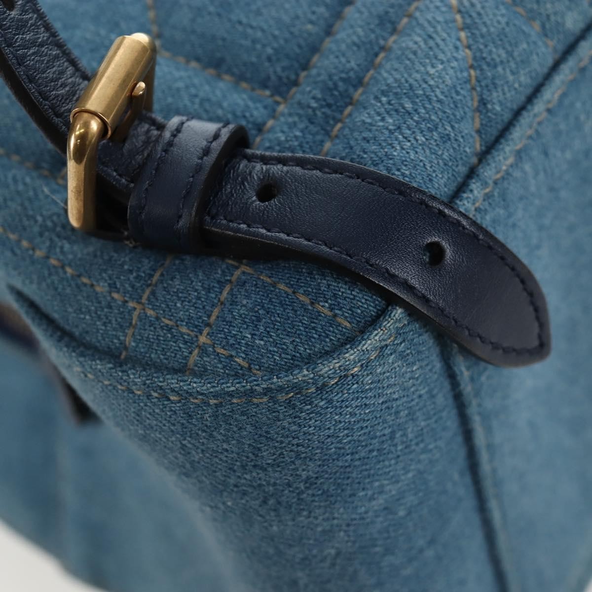 Gucci Pearly Gg Marmont Embellished Matelasse Denim Blue Denim_Jeans Backpack Bag (Pre-Owned)