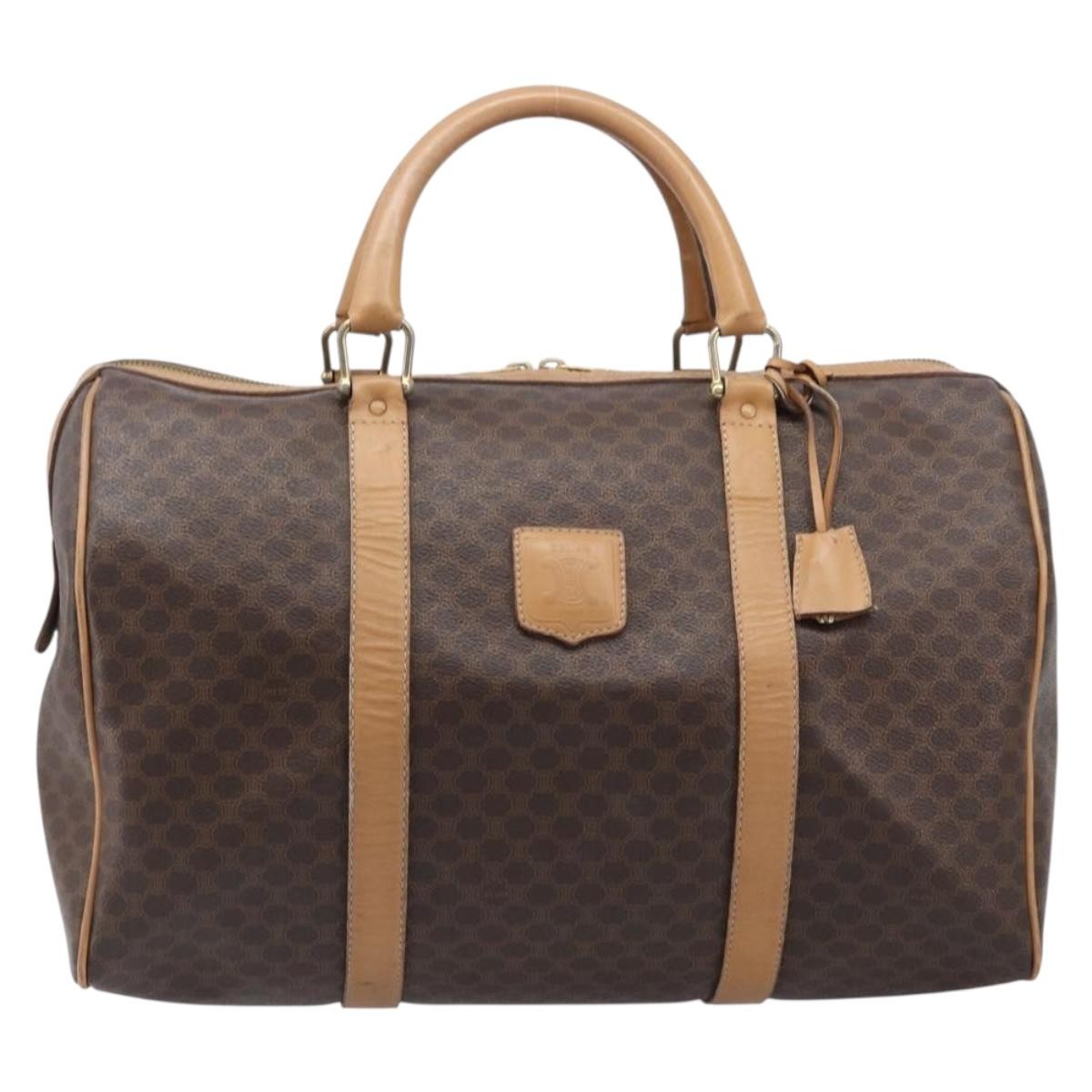 Celine Vintage Duffle Macadam Coated Canvas Brown Canvas Handbag (Pre-Owned)