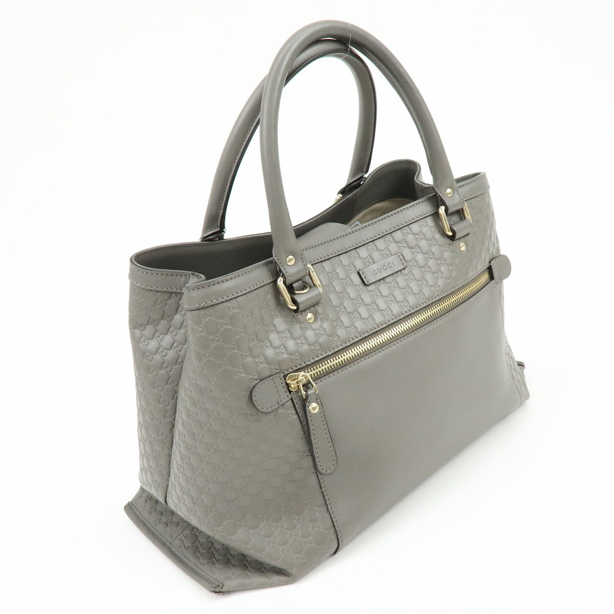 Gucci Zip Pocket Soft Microguccissima Leather Gray Leather Tote Bag Bag (Pre-Owned)