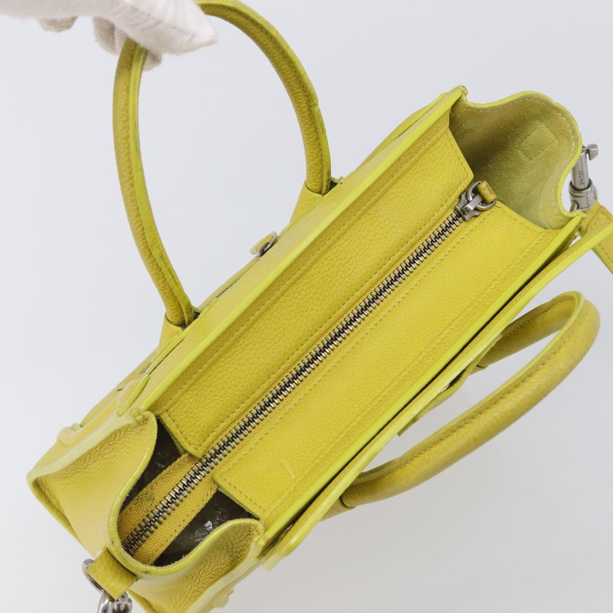 Celine Luggage Grainy Leather Yellow Leather Handbag (Pre-Owned)