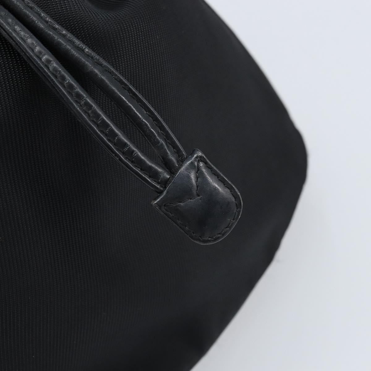 Gucci Vintage Bamboo Bucket Nylon And Leather Black Nylon Handbag (Pre-Owned)