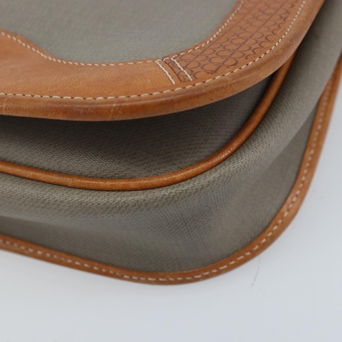 Christian Dior Cd Shoulder Bag Canvas And Leather Gray Canvas Shoulder Bag Bag (Pre-Owned)
