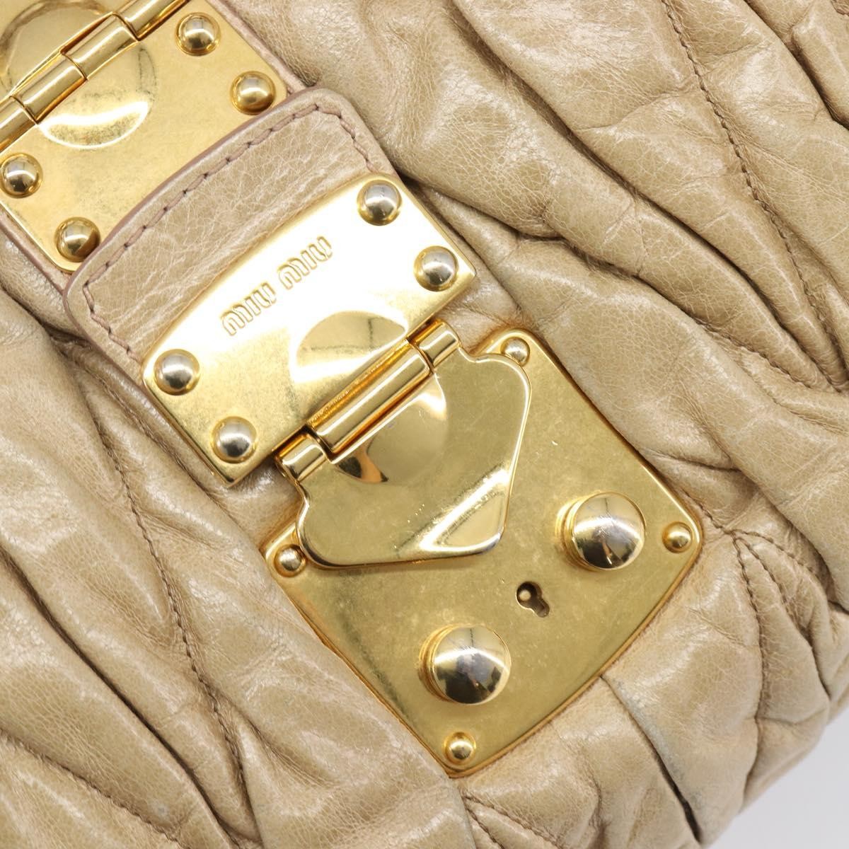 Miu Miu Coffer Convertible Satchel Matelasse Leather Beige Leather Handbag (Pre-Owned)