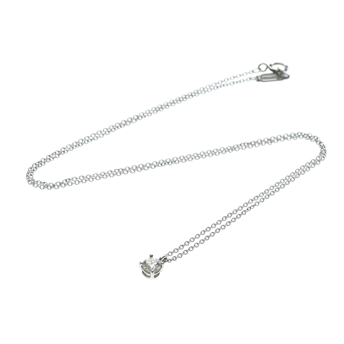 Tiffany & Co. Solitaire Pendant Platinum With Emerald Cut Diamond Silver Platinum Necklace Jewelry (Pre-Owned)