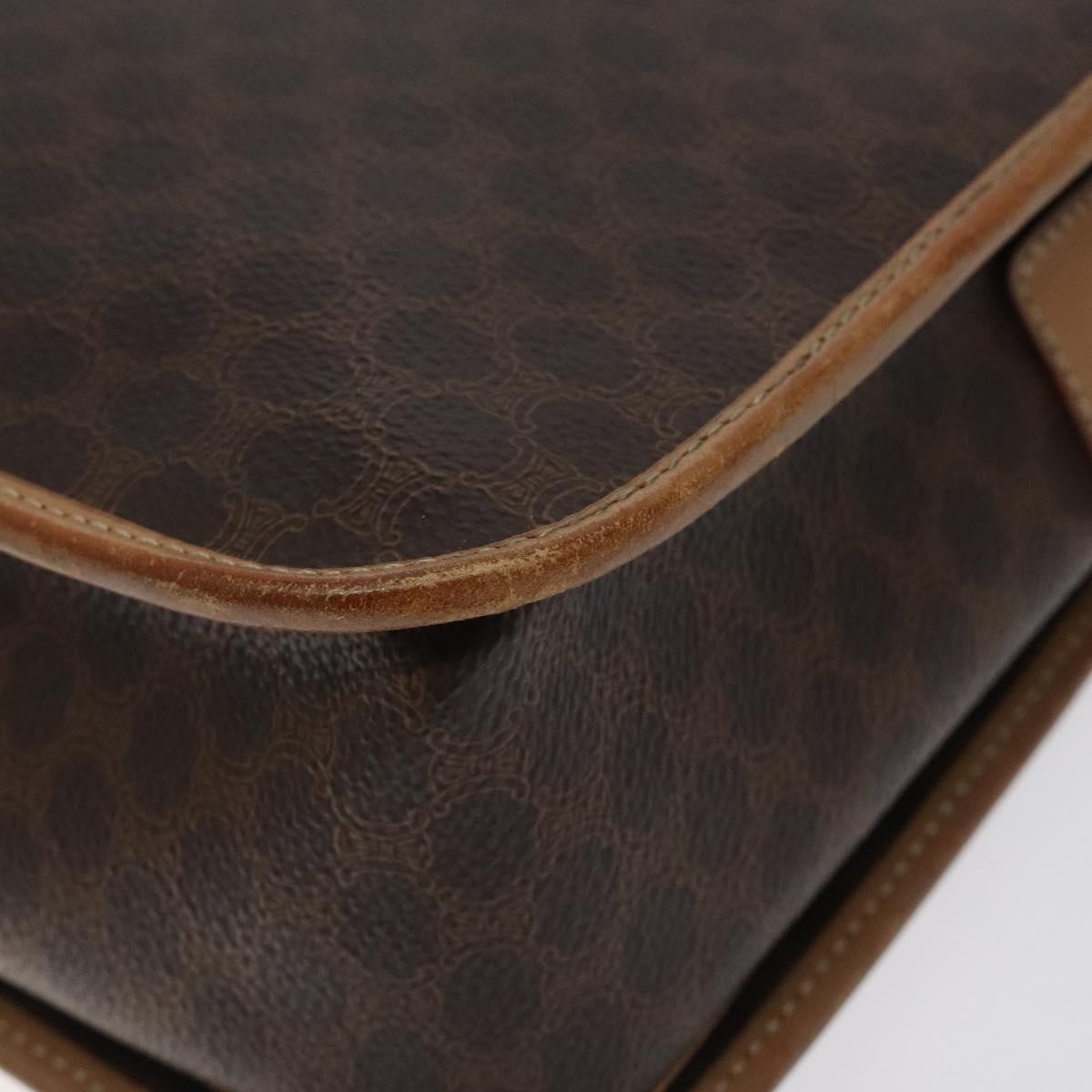 Celine Vintage Macadam Canvas And Leather Brown Canvas Shoulder Bag Bag (Pre-Owned)