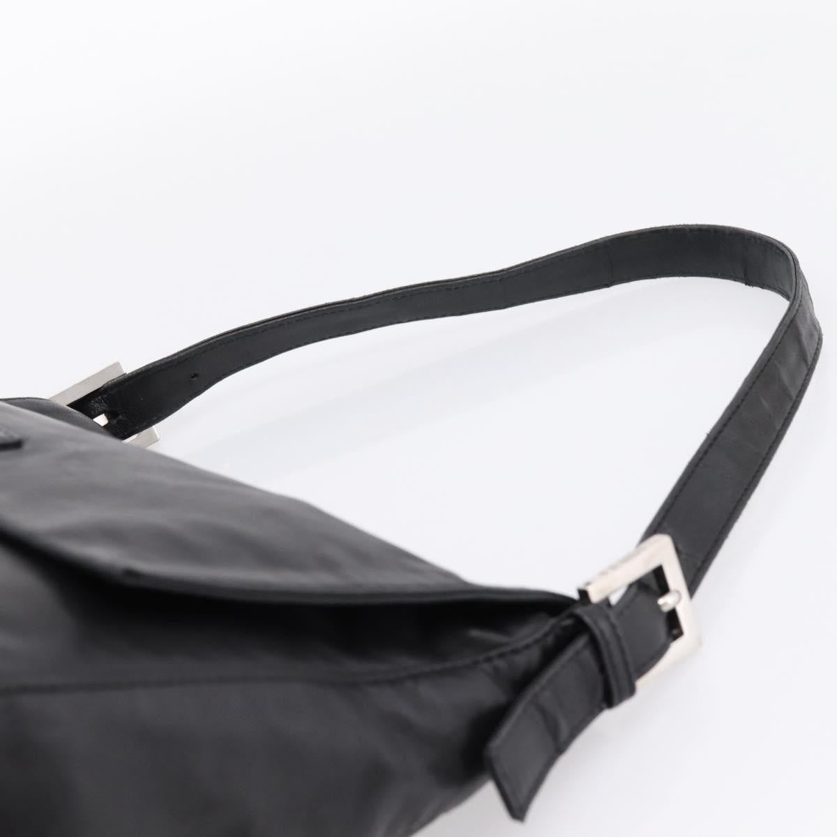 Fendi Mamma Baguette Zucca Jacquard Velvet Black Leather Shoulder Bag Bag (Pre-Owned)