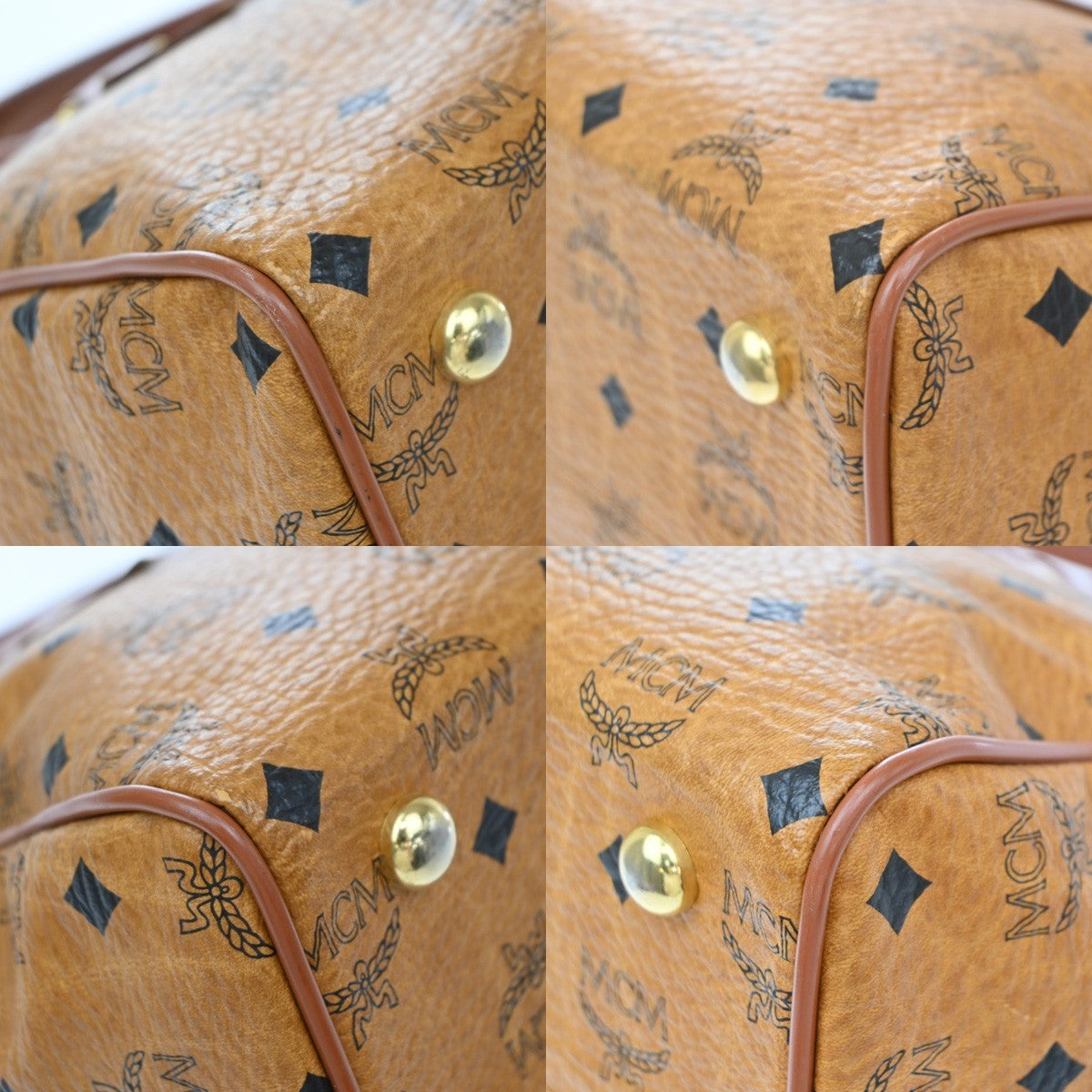 MCM Visetos Logogramme Canvas And Leather Brown Leather Handbag (Pre-Owned)