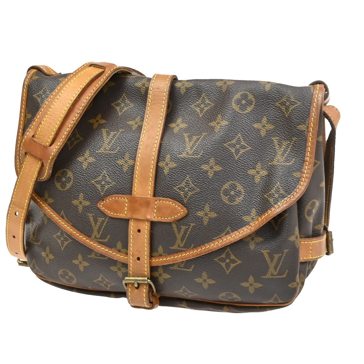 Louis Vuitton Saumur Monogram Brown Canvas Shoulder Bag Bag (Pre-Owned)