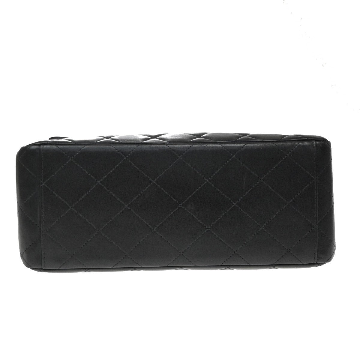 Chanel Vintage Cc Square Flap Quilted Lambskin Black Leather Shoulder Bag Bag (Pre-Owned)