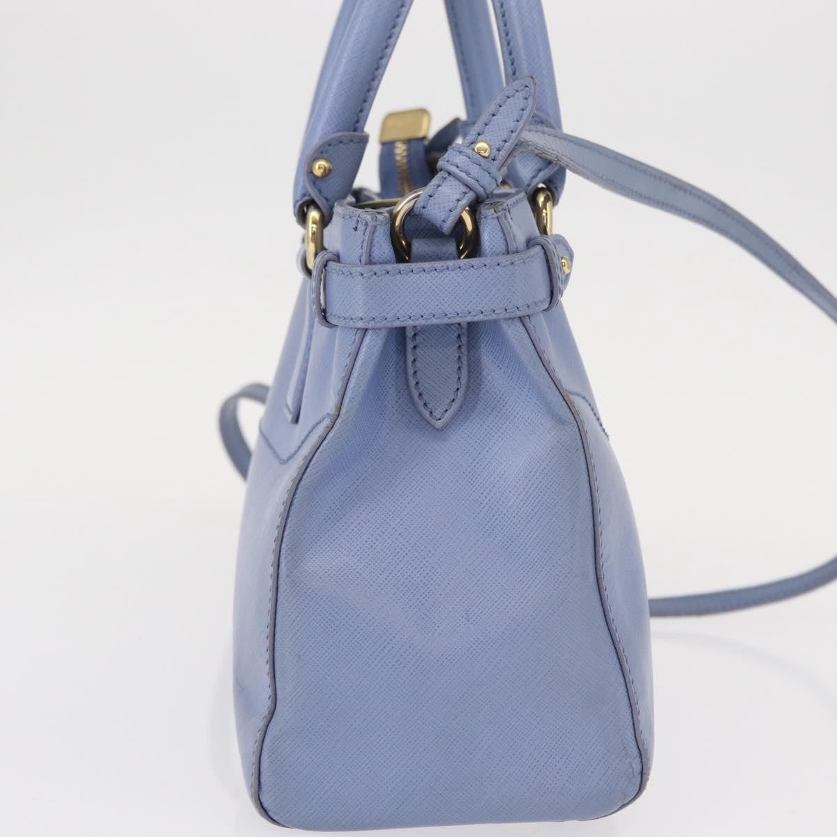 Salvatore Ferragamo Beky Tote Saffiano Leather Blue Leather Handbag (Pre-Owned)