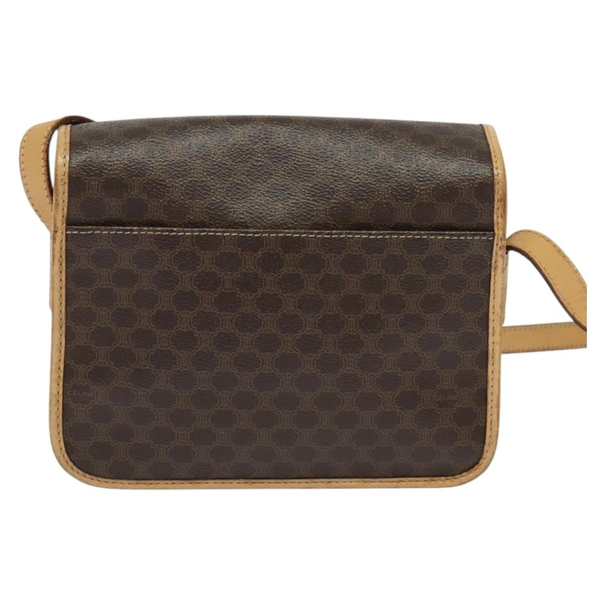 Celine Macadam Shoulder Pvc Leather Brown Canvas Bag (Pre-Owned)