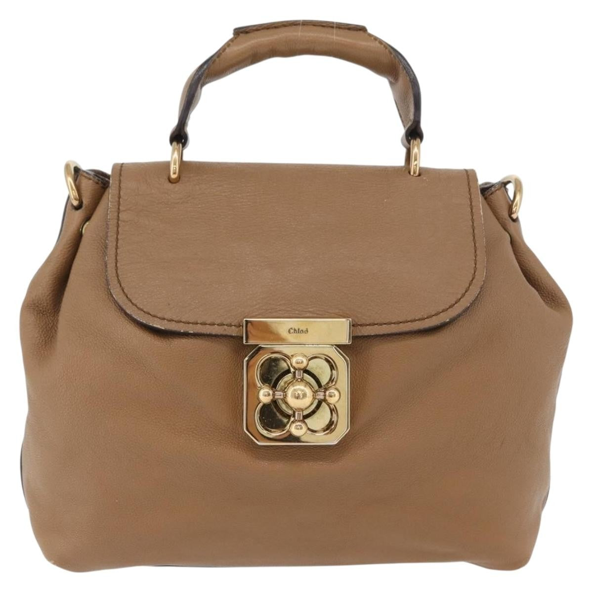Chloe Elsie Convertible Satchel Leather Brown Leather Handbag (Pre-Owned)