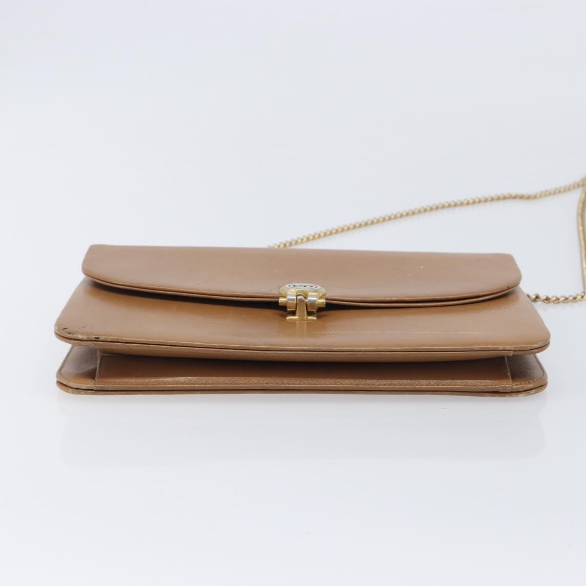 Christian Dior Vintage Cd Chain Flap Leather Beige Leather Shoulder Bag Bag (Pre-Owned)