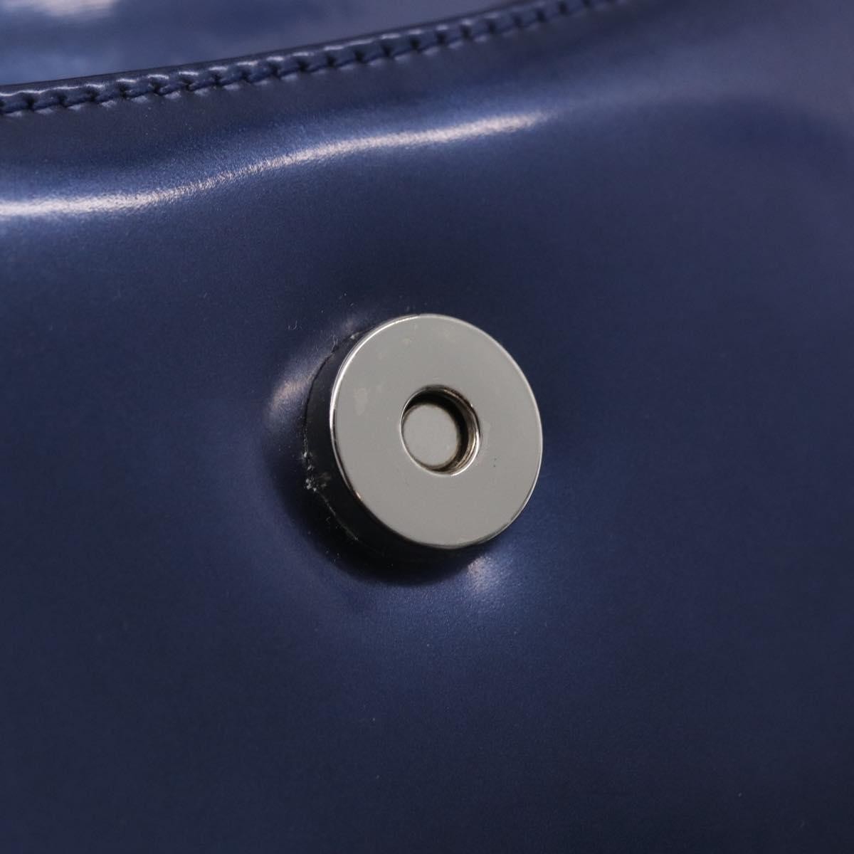 Salvatore Ferragamo Gancini Envelope Top Handle Leather Navy Patent_Leather Handbag (Pre-Owned)