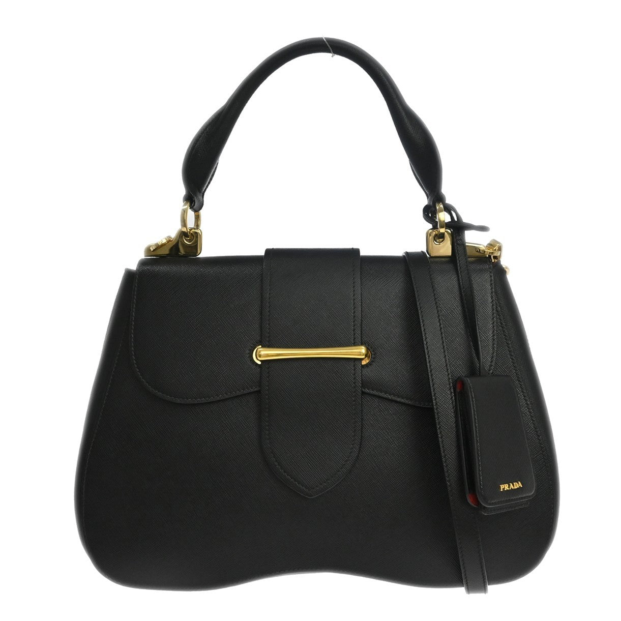 Prada Sidonie Saffiano Black Leather Handbag (Pre-Owned)