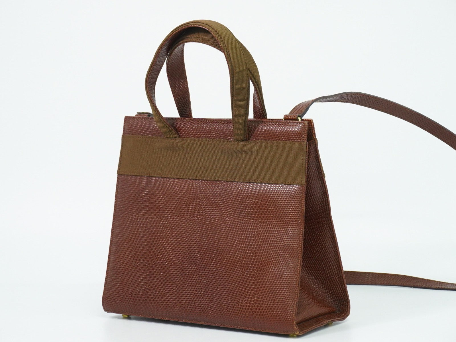 Salvatore Ferragamo Convertible Vara Bow Tote Leather Brown Leather Handbag (Pre-Owned)