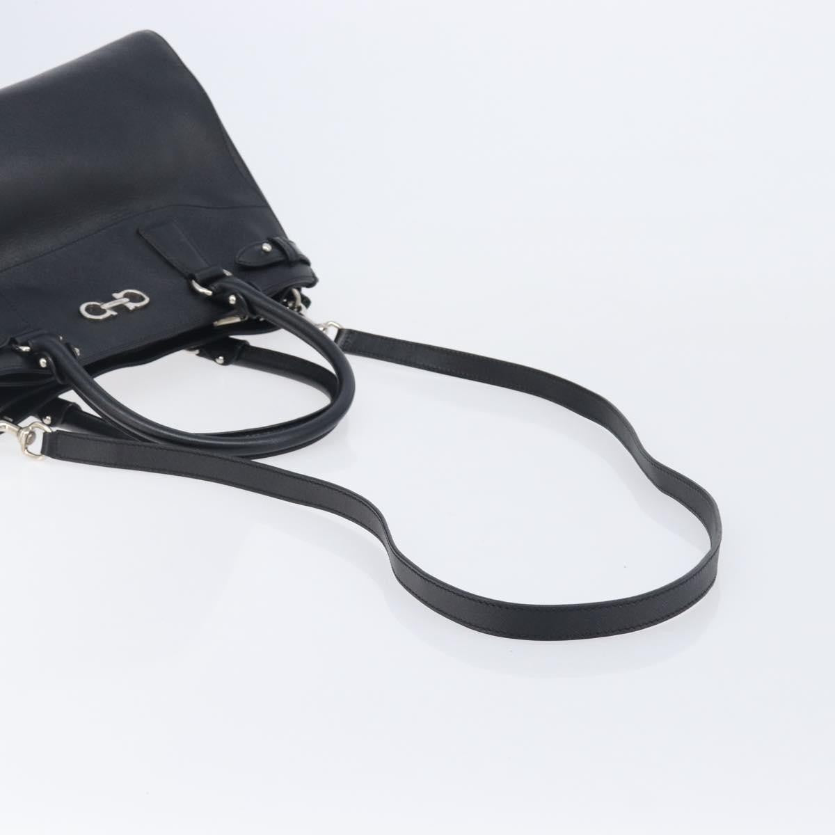 Salvatore Ferragamo Beky Saffiano Leather Black Leather Tote Bag Bag (Pre-Owned)