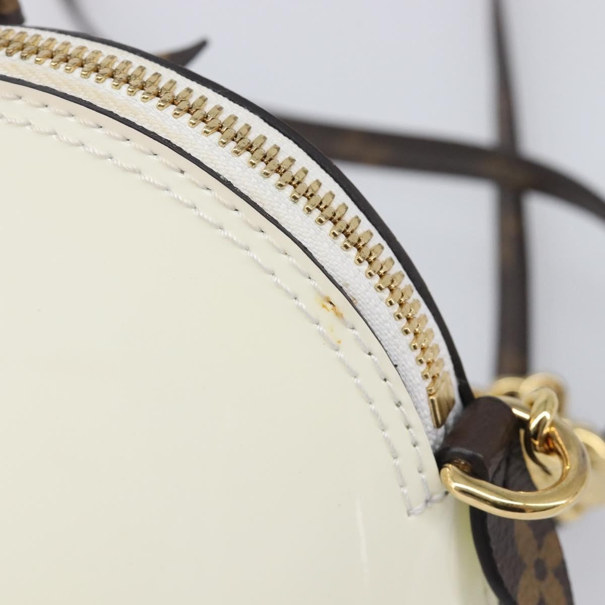 Louis Vuitton Alma Chain Vernis With Monogram Canvas White Patent_Leather Handbag (Pre-Owned)