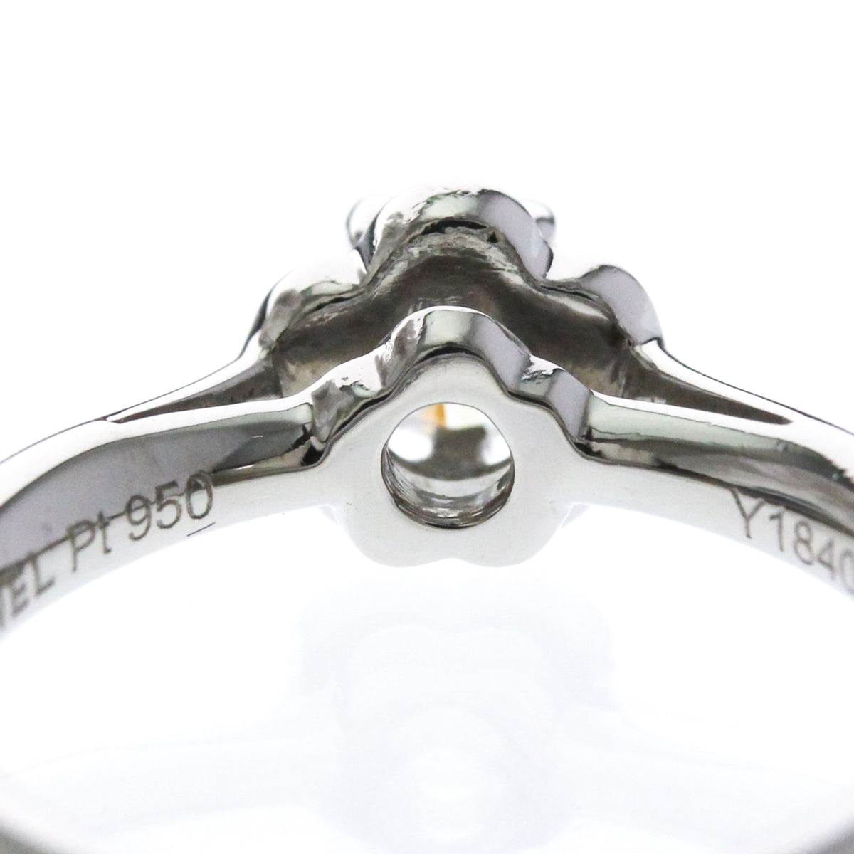Chanel Extrait De Camelia 18K Rose Gold With Diamond Silver Platinum Ring Jewelry (Pre-Owned)