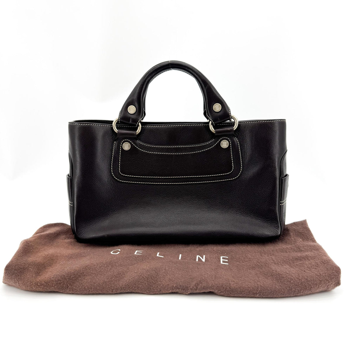 Celine Boogie Calfskin Black Leather Handbag (Pre-Owned)