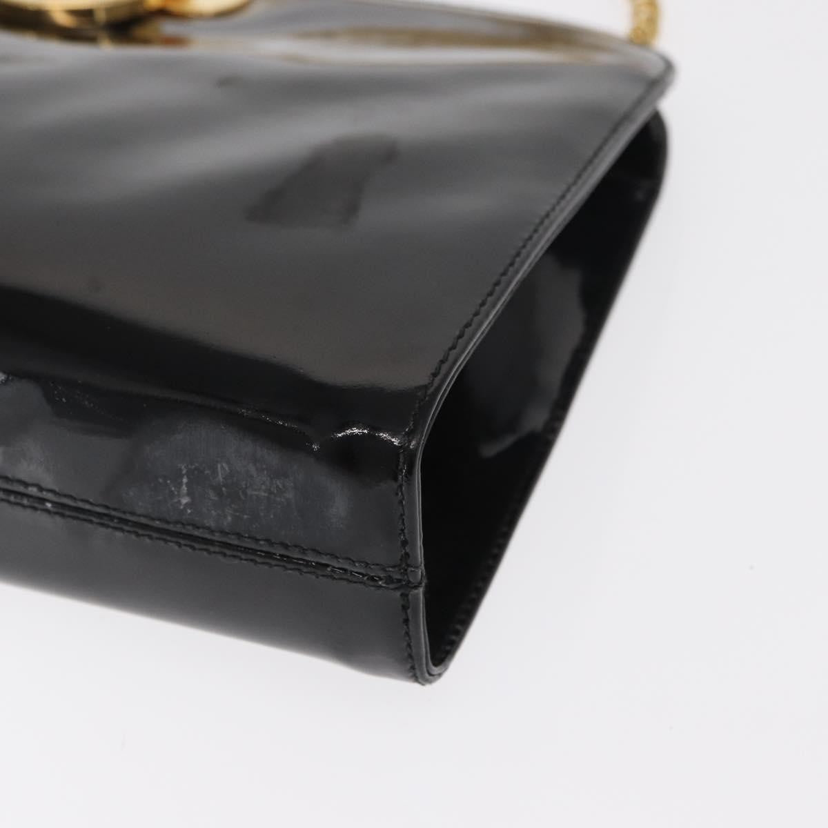 Salvatore Ferragamo Vintage Gancini Chain Patent Leather Black Patent_Leather Shoulder Bag Bag (Pre-Owned)