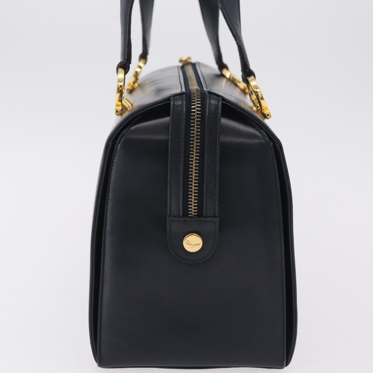 Salvatore Ferragamo Gancini Leather Navy Leather Handbag (Pre-Owned)