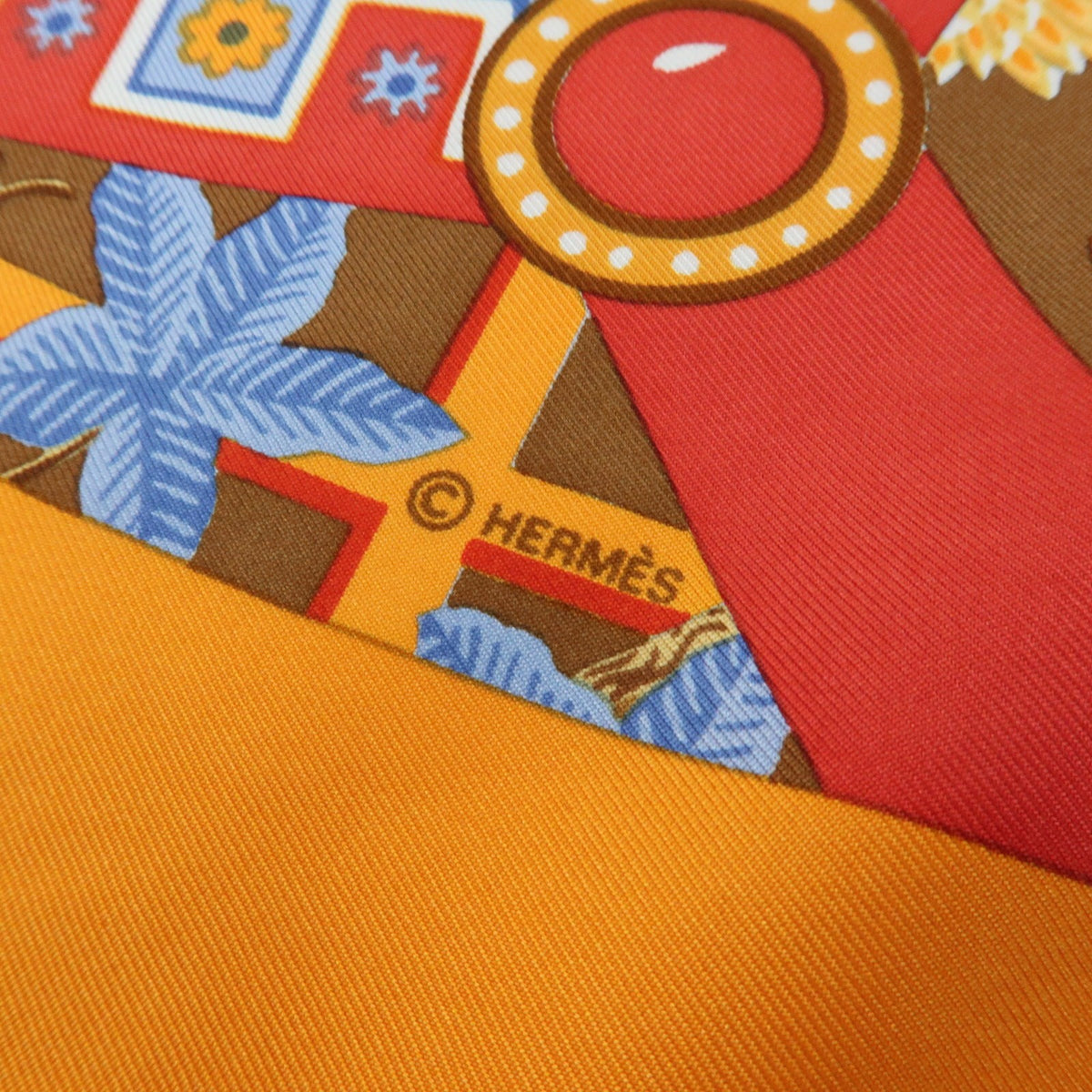 Hermes Carré 90 Silk Multicolor Orange Silk Scarve & Shawl Accessory (Pre-Owned)