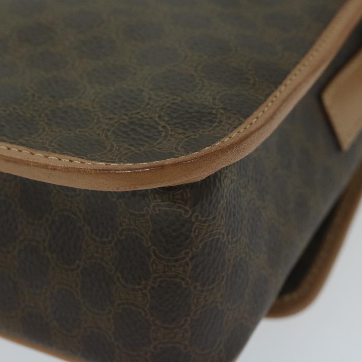 Celine Vintage Macadam Circle Logo Canvas And Leather Brown Canvas Shoulder Bag Bag (Pre-Owned)