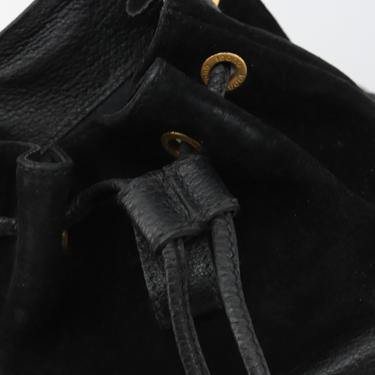 Gucci Gucci Bamboo Daim Black Suede Backpack Bag (Pre-Owned)
