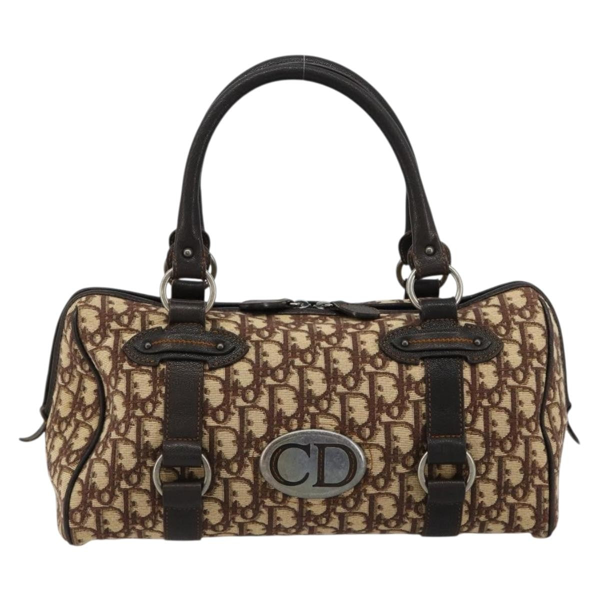 Christian Dior Vintage Cd Trotter Canvas Brown Canvas Handbag (Pre-Owned)