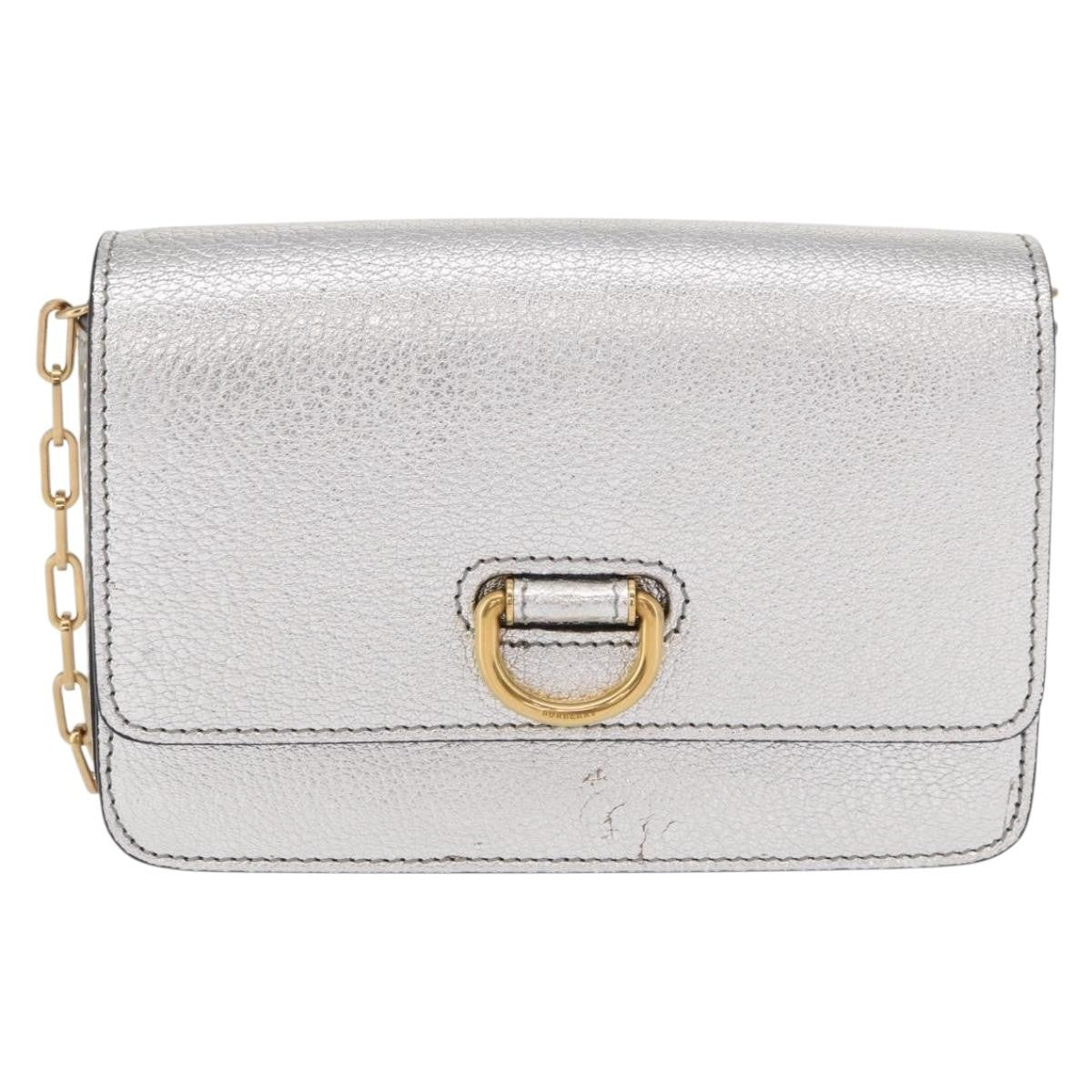 Burberry D-Ring Chain Leather Silver Leather Shoulder Bag Bag (Pre-Owned)