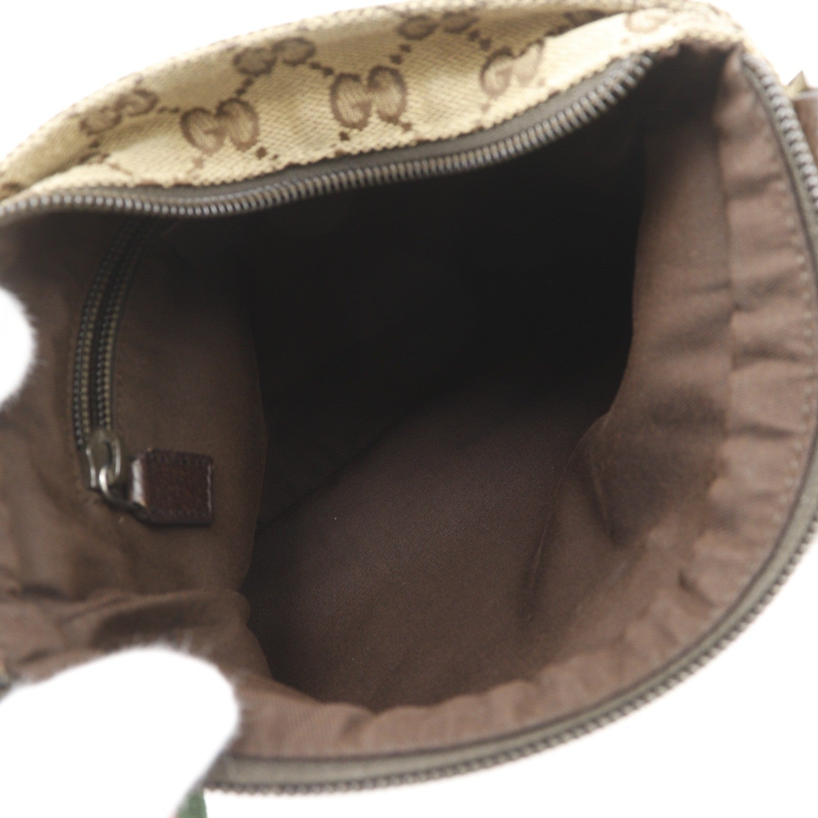 Gucci Web Strap Zip Messenger Gg Canvas And Leather Brown Canvas Shoulder Bag Bag (Pre-Owned)